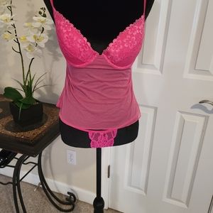SOLD Vintage Victoria Secret Sexy Push Up Underwire Cami with Thong 34D